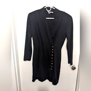 Vintage Black Midi Dress w/shoulder pads